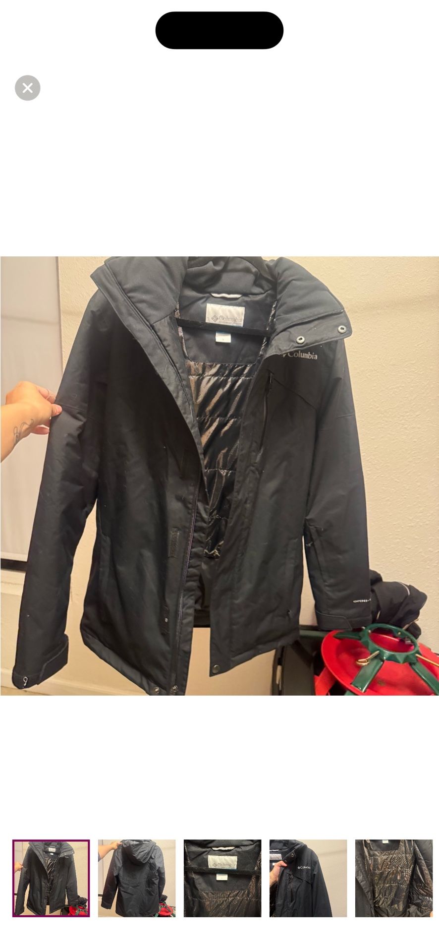 Columbia Black Sportswear hike bound insulated Jacket with hoodie women’s