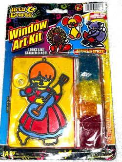 NEW NOS Vintage Guitar Girl  6x9 Stained Glass Window Art  Kit JA-RU No. 1311