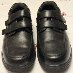 Deer Stags Serving Hook & Loop Work Men's Oxford Black Non Slip Waterproof Easy On Size 11