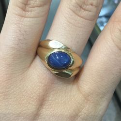 14K Gold Star Sapphire Men’s Fashion Ring Size 8.25