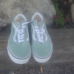 Light seafoam green Vans