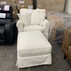Whitlocke Fabric Slipcover Chair With Ottoman 