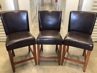 HomePop 24-inch Luxury Brown Faux Leather Barstools 