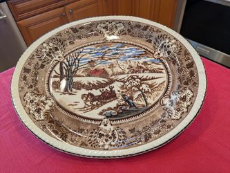 Vtg IDE Bros. Ironstone Large Oval Platter "Awesome" JAPAN"