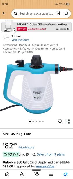 Pressurized Handheld Steam Cleaner with 9 Accessories – Safe, Multi- Cleaner for Home, Car & Kitchen (US Plug, 110V)