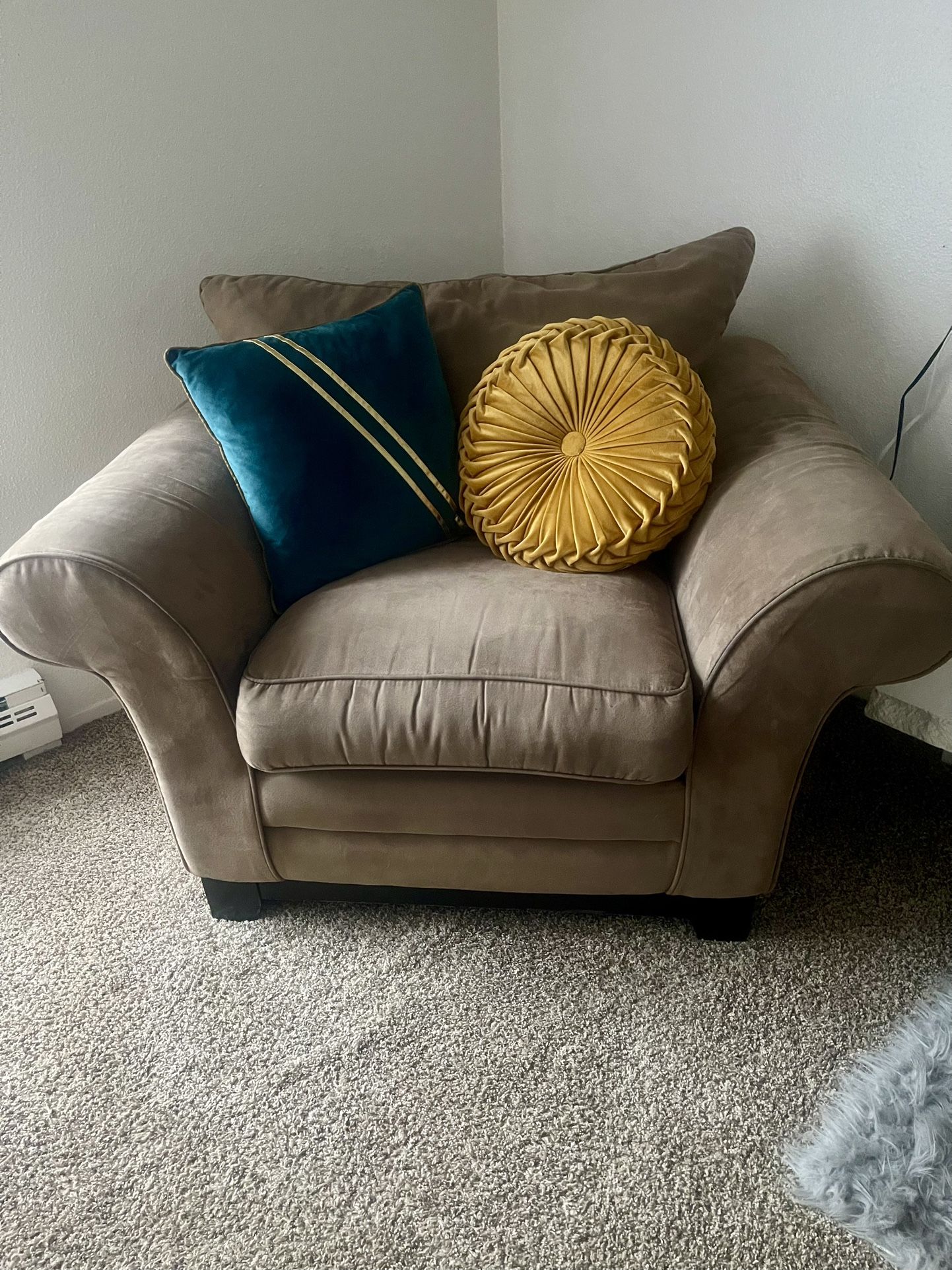 Overstuffed Micro-Suede chair