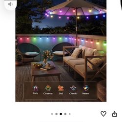 Govee Smart Outdoor String Lights 2, 144ft Outdoor Lights with Dimmable Warm White LED Bulbs, 47 Scene Modes for Patio, Backyard, Balcony, IP65 Waterp