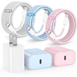 Brandnew Fast Charging for i Phone 15 16 Pro Max Charger 3Pack, 20W Type C Fast Charger Block with 6/6/10ft Long USB C to USB-C Cable Compatible with 