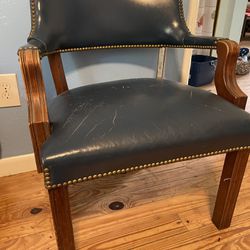 Two Blue Leather Chairs