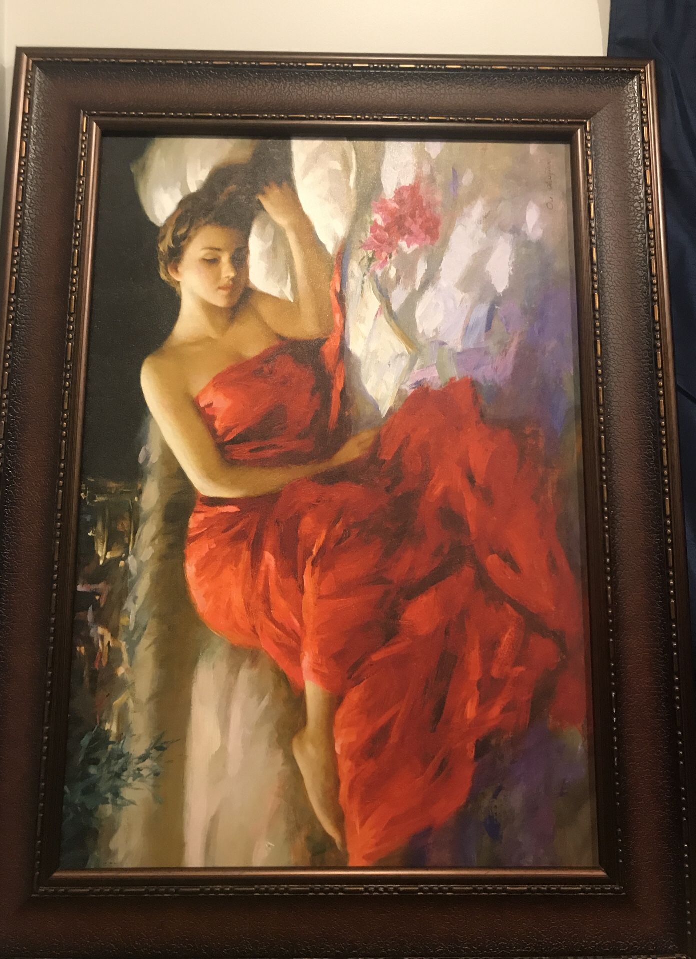 Peaceful Sleep painting by Ou. Chujian in wooden canvas.3’4”H and 31 1/2” L