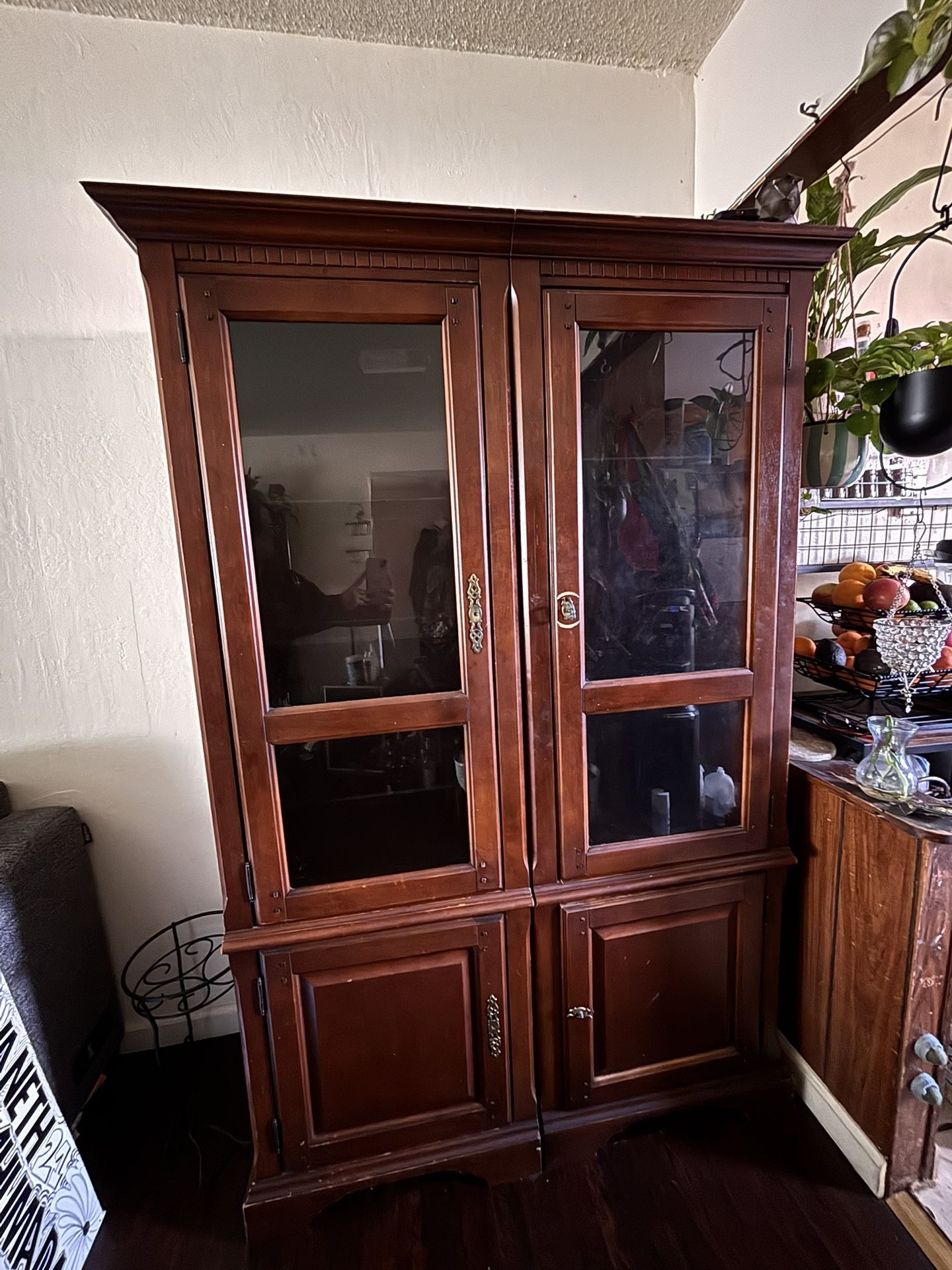 Vintage Wooden China Cabinet