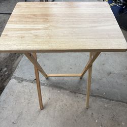 Small folding wood  table and  wood storage