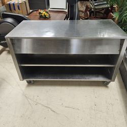 commercial stainless steel work table or prep table on caster wheels