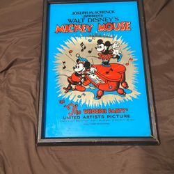 Vintage Walt Disney Mickey Mouse Mirror Art