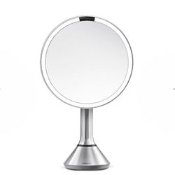 simplehuman Sensor Lighted Makeup Vanity Mirror 8" Magnification, Stainless Steel, Rechargeable