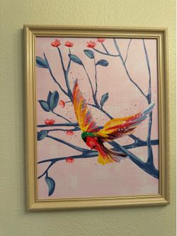 Framed Bird Painting