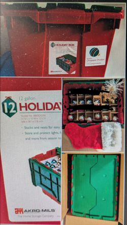 12 Gallon Holiday Box + 12 Christmas Ornaments (4 glass, 8 shatterproof plastic) + 5 FREE items