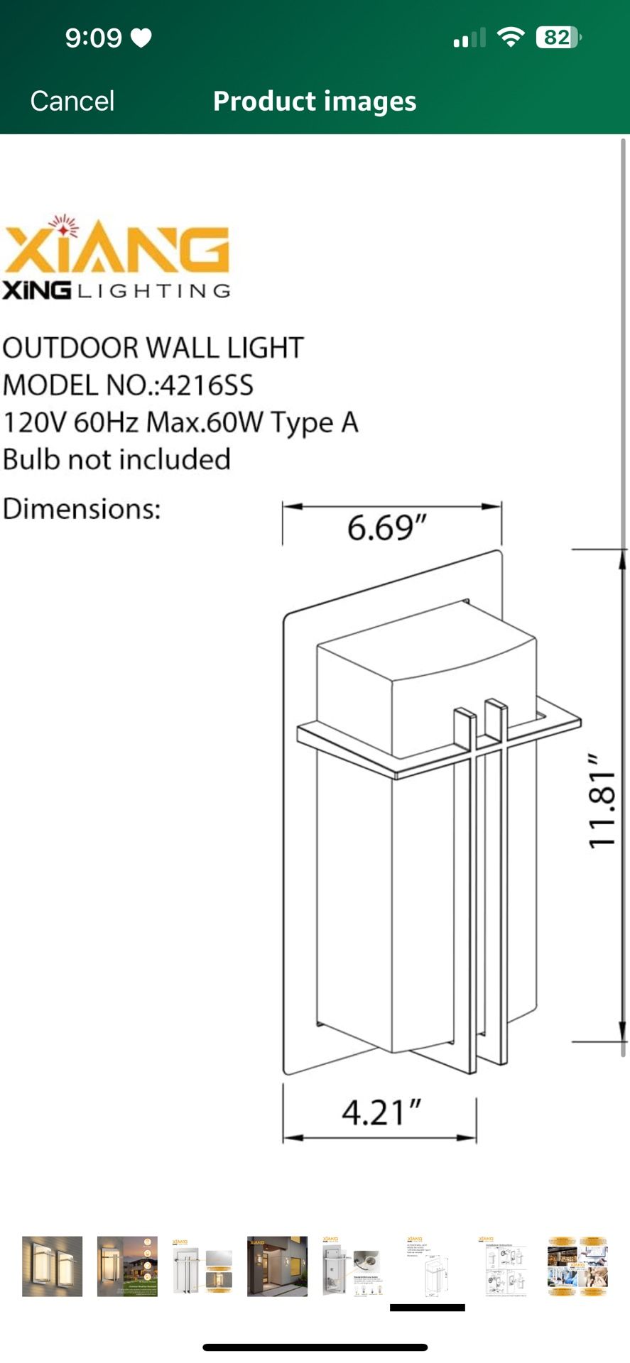 Outdoor Wall Ligh,t #4216SS, ETL Listed Exterior W Sconce, Waterproof & All Weather