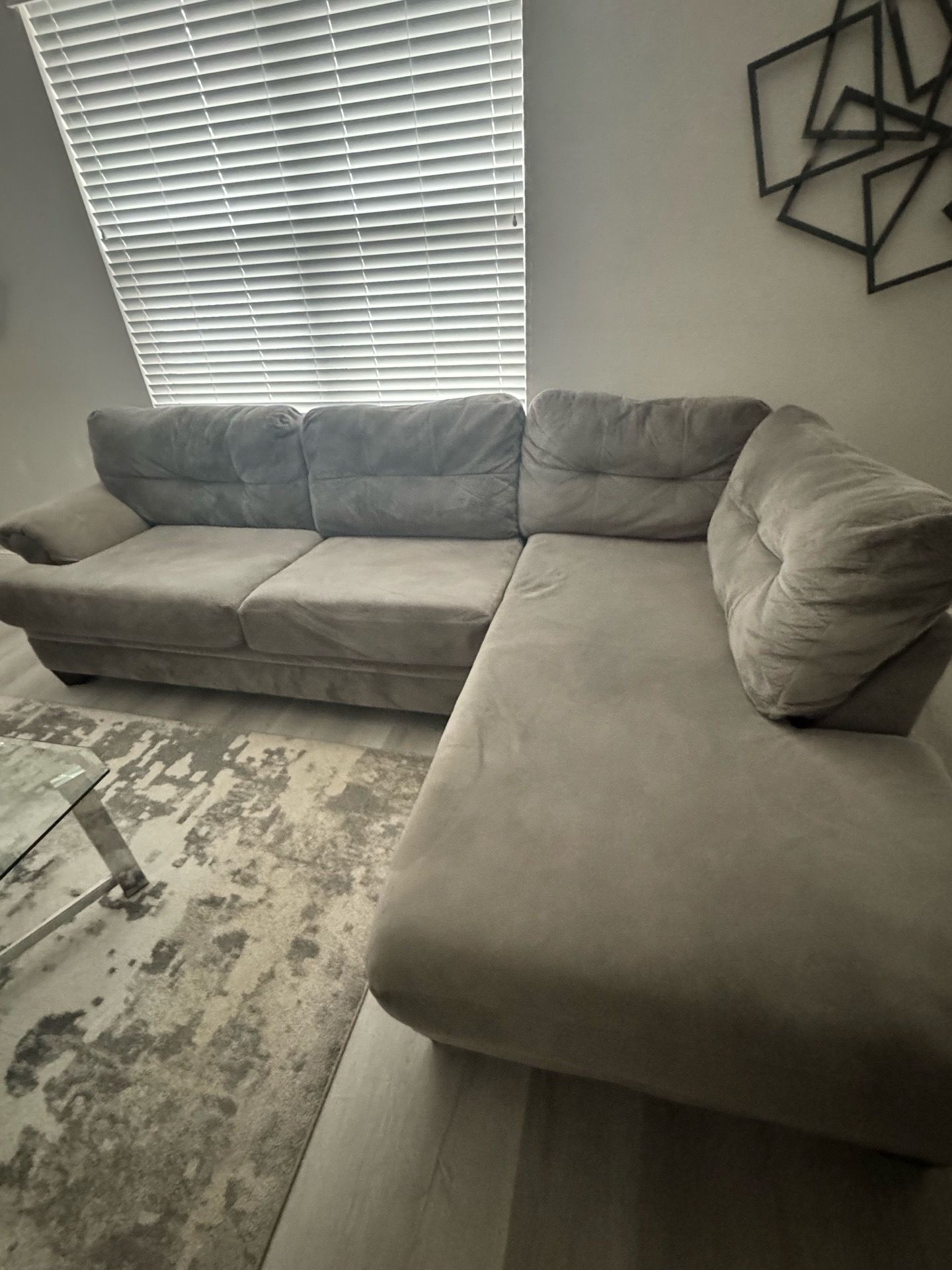 American Signature Grey Fabric Sectional