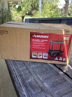 HUSKY 36-IN. 1-DRAWER 2-TRAY BLACK ALL-TERRAIN ROLLING UTILITY  CART