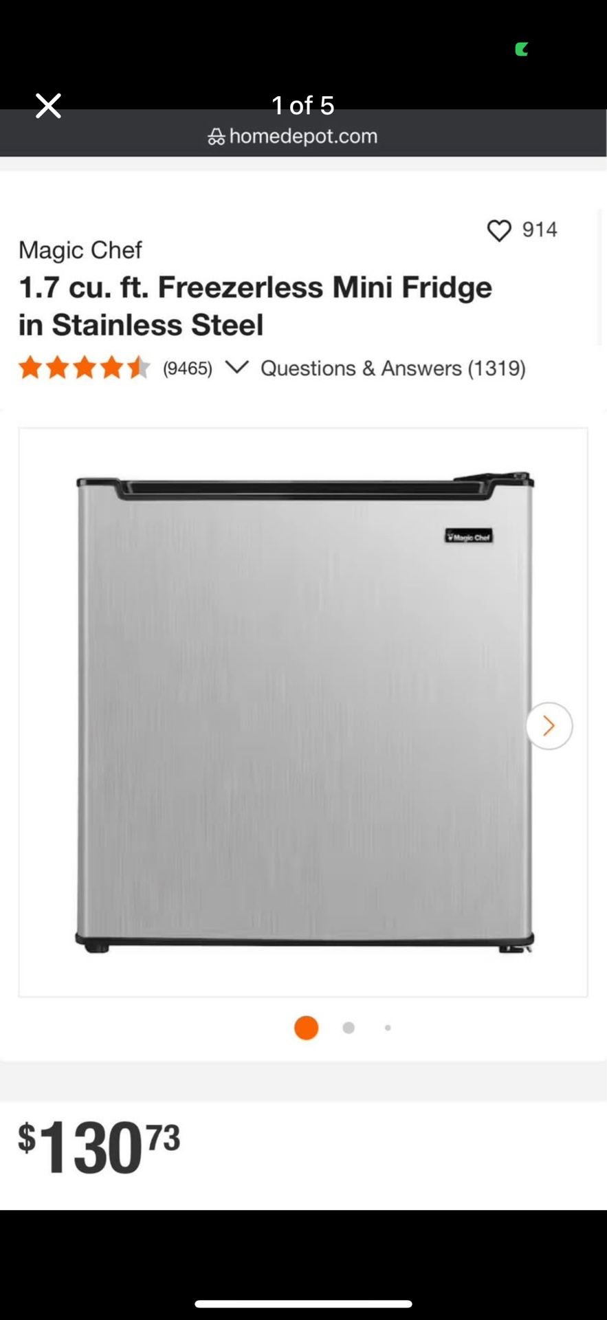 Magic Chef 1.7 cu. ft. Freezerless Mini Fridge in Stainless Steel