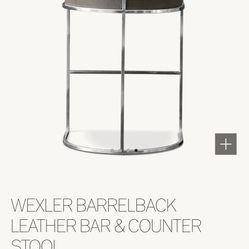 BRAND NEW W TAGS RESTORATION HARDWARE GENUINE LEATHER  WEXLER BARRELBACK LEATHER BAR  STOOL  RH  $3700 Each Originally 