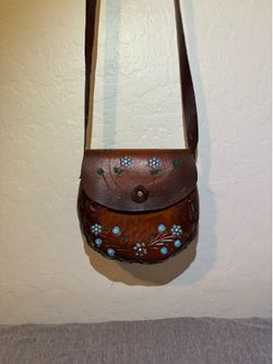1970s Vintage Hand Made Leather Saddle Bag