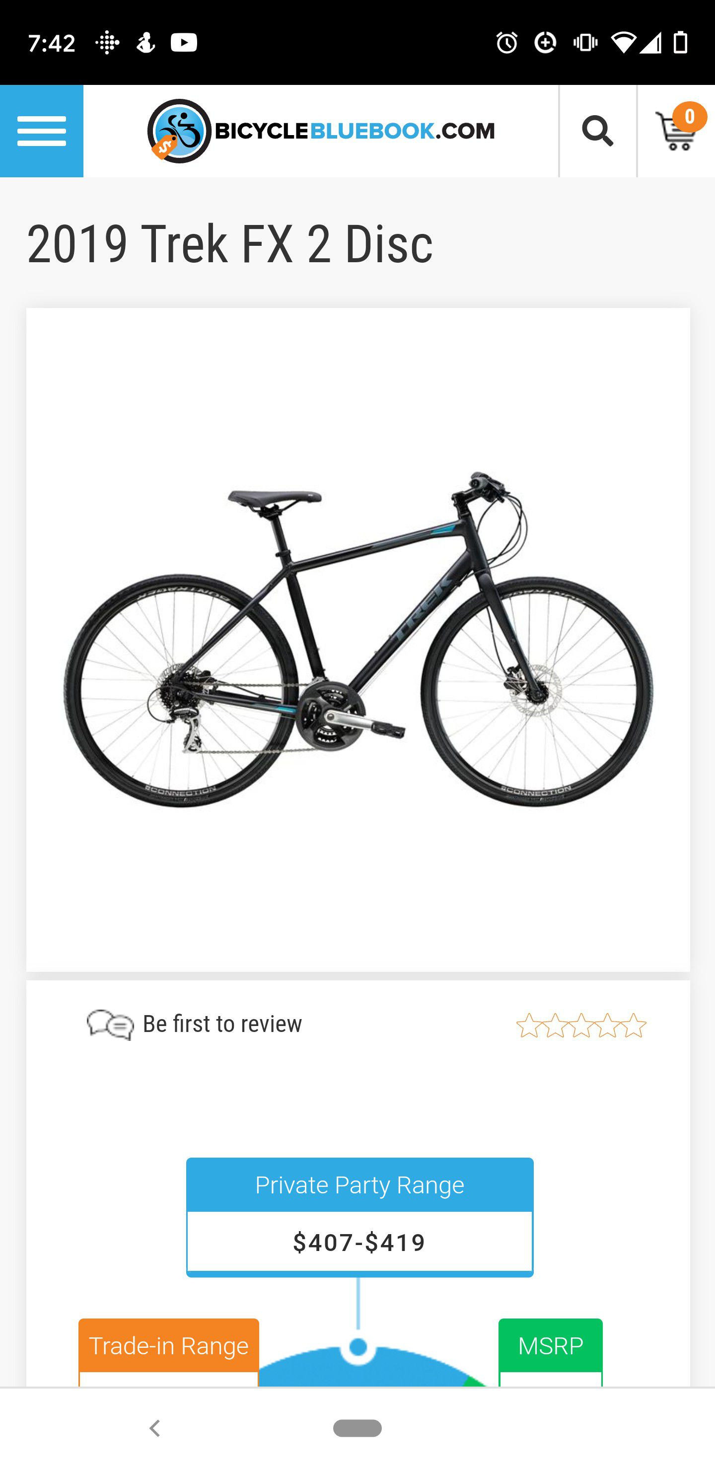 2019 Trek FX 2 XL Disc Brake Hybrid Bike Bicycle