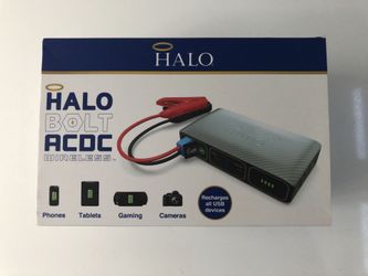 Halo Bolt ACDC Wireless Ultimate Power Recharges All USB Devices,  Jump Starts Vehicles and Powers