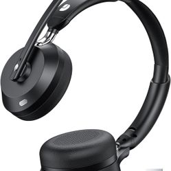 Wireless Headset with Mic for Work, Wireless Headphones with Mic (Noise Cancelling), Charging Base & Mute Button, Bluetooth Headset with Microphone wi