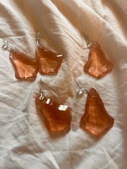 Amber Glass Chandelier Crystal Pendants Set of 5