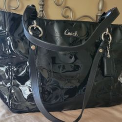 Coach Black Patent Leather Hand Bag 

