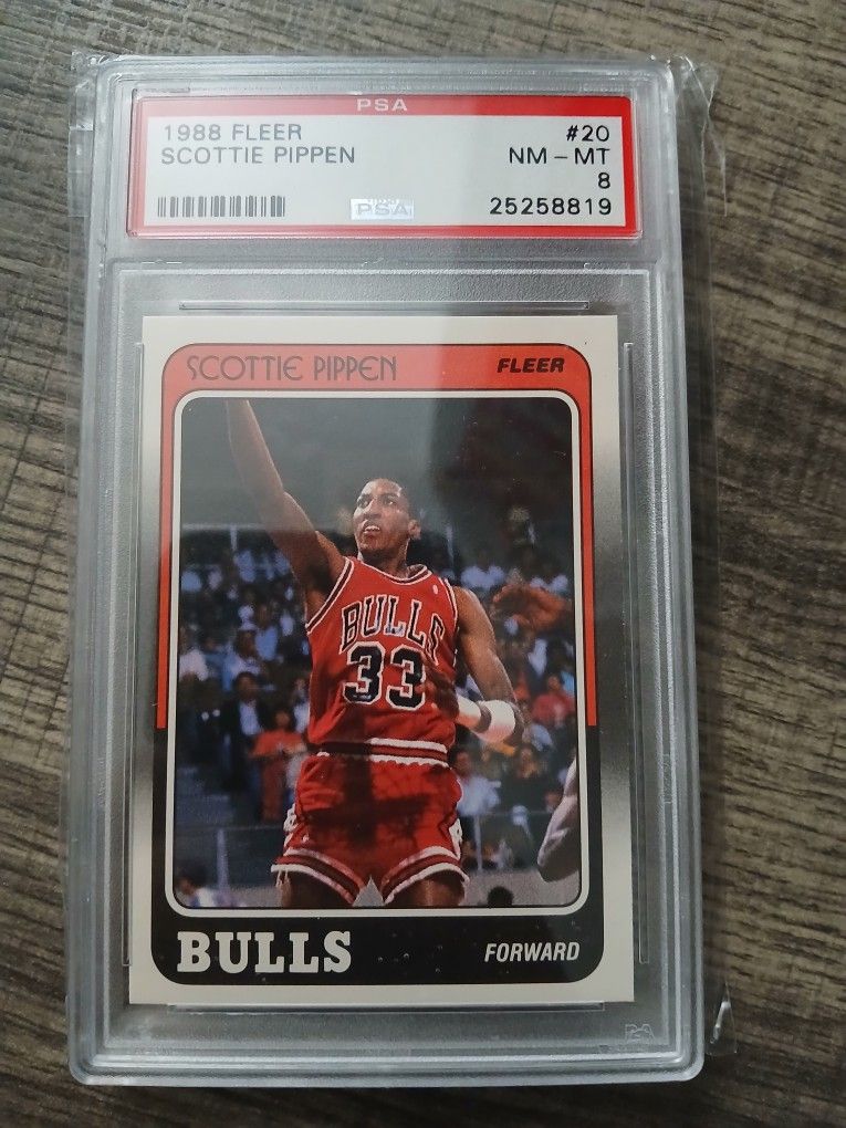 1988 Fleer Scottie Pippen Rookie basketball card, graded PSA NM-MT 8.