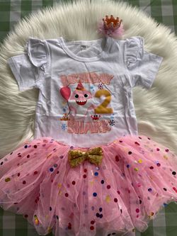 Baby Shark Toddler Girl Birthday Outfit 2T (New)