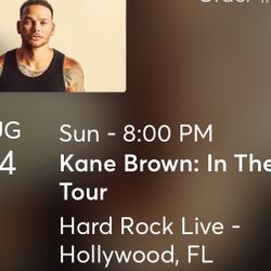 Front Row Kane Brown - Hard Rock Live- 2 Tickets