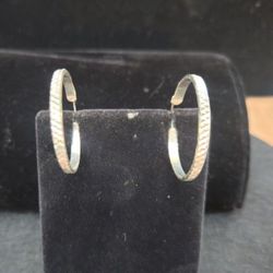 Textured Hoop Earrings,  925