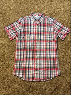 NWT Izod Saltwater Relaxed Classic Dockside Chambray Plaid Shirt Men Size Medium