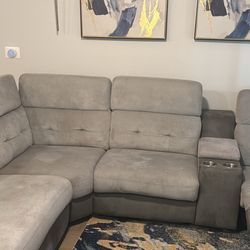 5 Piece Sectional Sofa with Recliner & USB PORT