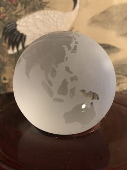 Etched Glass Paperweight (Globe)