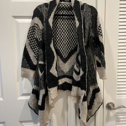 Vertigo wool blend asymmetrical high low open front cardigan 