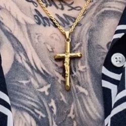 Crucifix Pendant Chain New Gold Jesus 