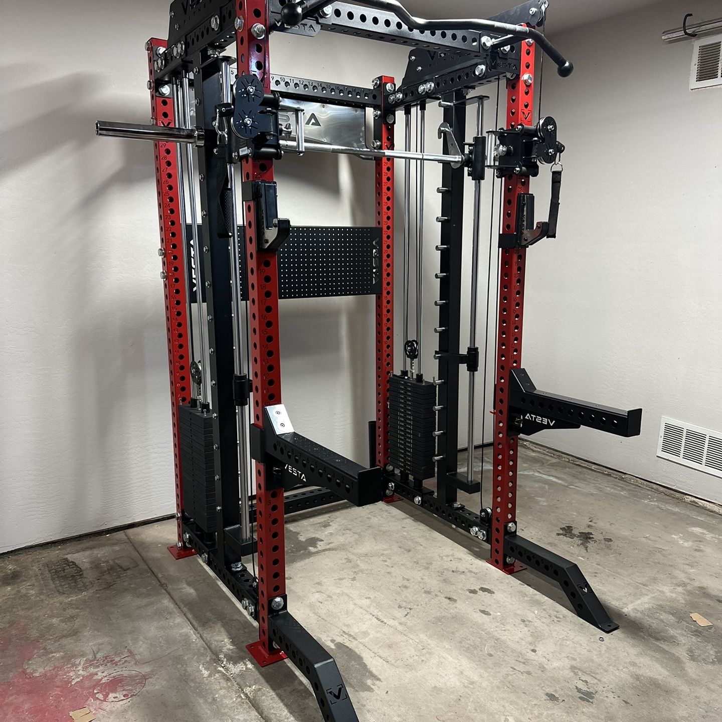 PRO SERIES Ultimate Half Rack Functional Trainer w/Smith Machine Bar | 400lb Stack | Gym Equipment | Fitness | Commercial | Squat Rack 