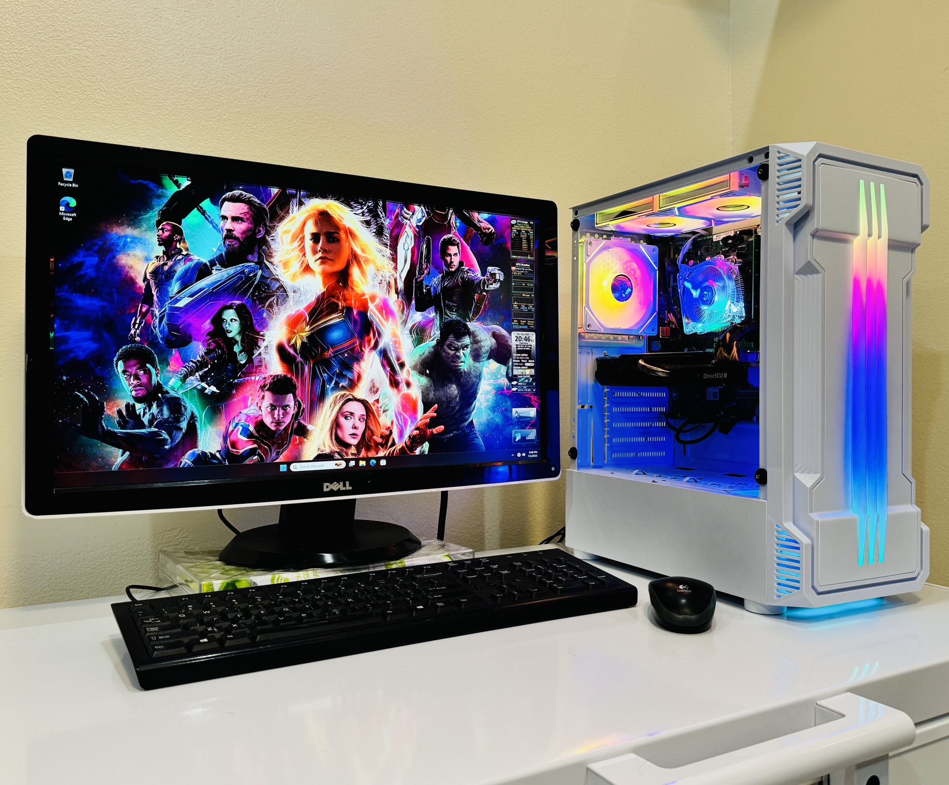 NEW HP Gaming PC 4 Core I5 @2,7 GHz. AMD RADEON R9 280X. 256GB SSD /1T HDD, 16G RAM. WIFI. Bluetooth. USB3, 600W PSU. 24”Monit, Keyb /Mouse. Win11 Pro
