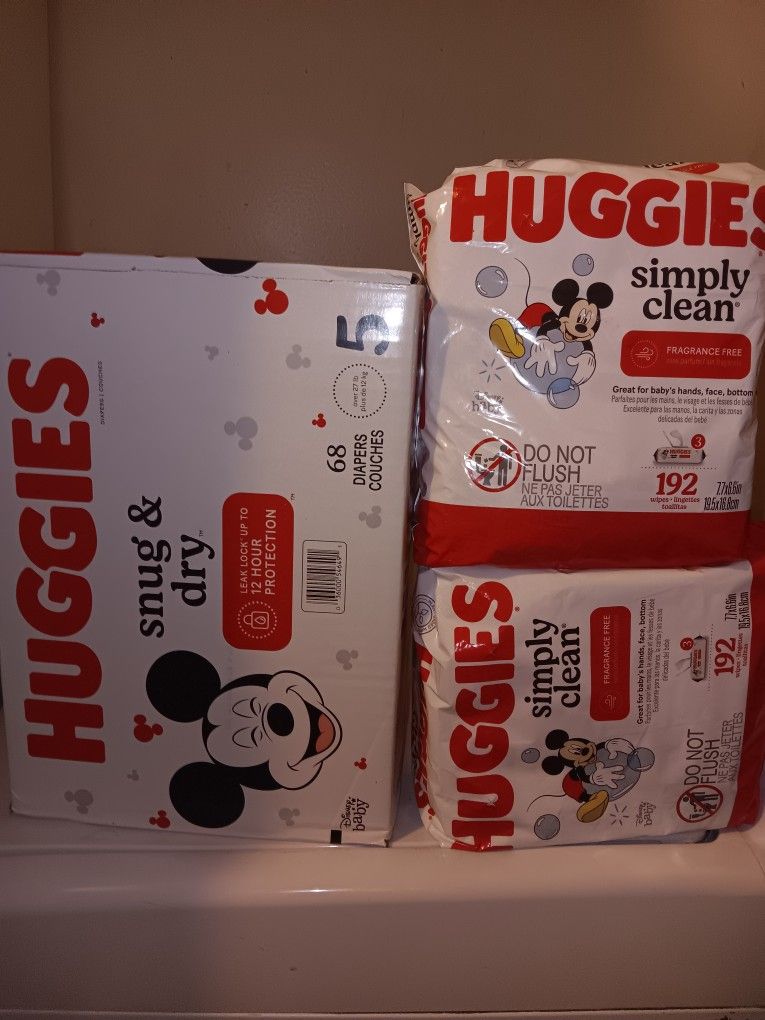 HUGGIES SIZE 5 And WIPES 