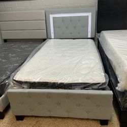 Twin LED Bed With Mattress SALE