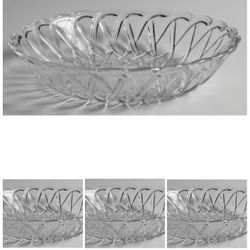 Four Vintage 50s 60s Indiana Glass Clear Pretzel #622 Coupe Soup Bowls
