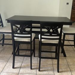 Pier 1 Lauren 6 Piece Counter Height Dining Table Set with Storage Shelf, 4 Chairs and Bench