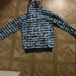 Blue Bape Graffiti Hoodie 