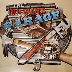 The Old Man's Garage Embossed Metal Sign