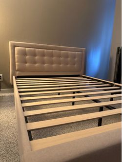 Queen Upholstered Bed Frame | Modern Tufted Headboard | Disassembled Ready for Pickup